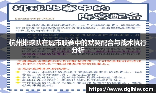 杭州排球队在城市联赛中的默契配合与战术执行分析